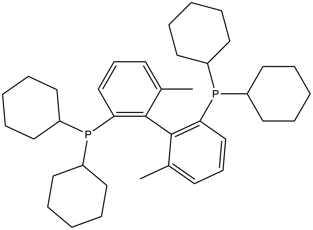 1,1′-[(1S)-6,6′-二甲基[1,1′-联苯基]-2,2′-二基]双[1,1-二环己基膦 结构式