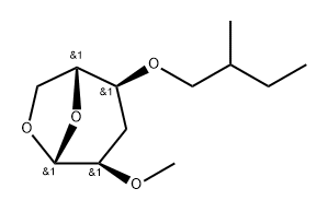 .beta.-D-ribo-Hexopyranose, 1,6-anhydro-3-deoxy-2-O-methyl-4-O-(2-methylbutyl)- 结构式