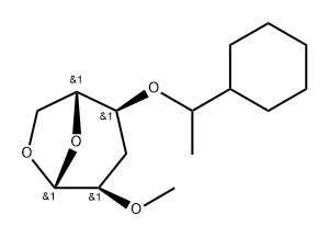 .beta.-D-ribo-Hexopyranose, 1,6-anhydro-4-O-(1-cyclohexylethyl)-3-deoxy-2-O-methyl- 结构式