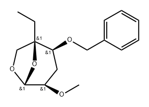 .beta.-D-ribo-Hexopyranose, 1,6-anhydro-3-deoxy-5-C-ethyl-2-O-methyl-4-O-(phenylmethyl)- 结构式