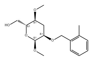 .alpha.-ribo-Hexopyranoside, methyl 3-deoxy-4-O-methyl-2-O-(2-methylphenyl)methyl- 结构式