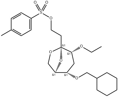 .beta.-D-ribo-3-Octulopyranose, 3,8-anhydro-6-O-(cyclohexylmethyl)-2,5-dideoxy-4-O-ethyl-, 4-methylbenzenesulfonate 结构式