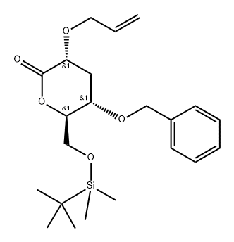 D-ribo-Hexonic acid, 3-deoxy-6-O-(1,1-dimethylethyl)dimethylsilyl-4-O-(phenylmethyl)-2-O-2-propenyl-, .delta.-lactone 结构式