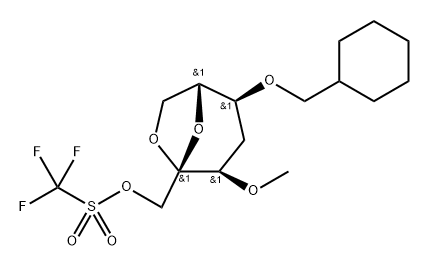 .beta.-D-ribo-2-Heptulopyranose, 2,7-anhydro-5-O-(cyclohexylmethyl)-4-deoxy-3-O-methyl-, trifluoromethanesulfonate 结构式