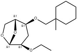 .beta.-D-ribo-Hexopyranose, 1,6-anhydro-3-deoxy-2-O-ethyl-4-O-(1-methylcyclohexyl)methyl- 结构式