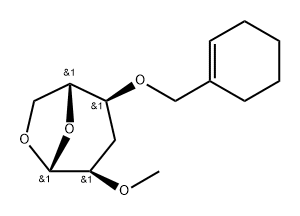 .beta.-D-ribo-Hexopyranose, 1,6-anhydro-4-O-(1-cyclohexen-1-ylmethyl)-3-deoxy-2-O-methyl- 结构式