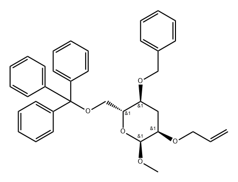 .alpha.-D-ribo-Hexopyranoside, methyl 3-deoxy-4-O-(phenylmethyl)-2-O-2-propenyl-6-O-(triphenylmethyl)- 结构式