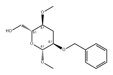 .beta.-ribo-Hexopyranoside, methyl 3-deoxy-4-O-methyl-2-O-(phenylmethyl)- 结构式