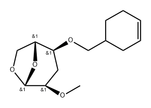 .beta.-D-ribo-Hexopyranose, 1,6-anhydro-4-O-(3-cyclohexen-1-ylmethyl)-3-deoxy-2-O-methyl- 结构式