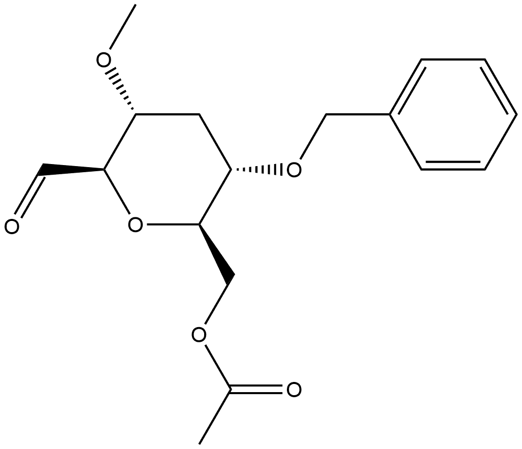 D-allo-Heptose, 2,6-anhydro-4-deoxy-3-O-methyl-5-O-(phenylmethyl)-, 7-acetate 结构式