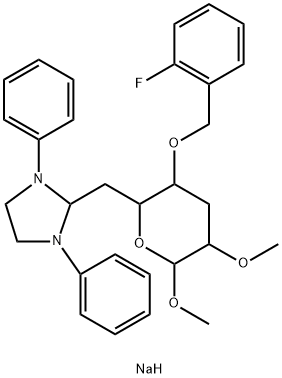 .alpha.-D-ribo-Hexopyranoside, methyl 3,6-dideoxy-6-(1,3-diphenyl-2-imidazolidinyl)-4-O-(2-fluorophenyl)methyl-2-O-methyl-, monosodium salt 结构式