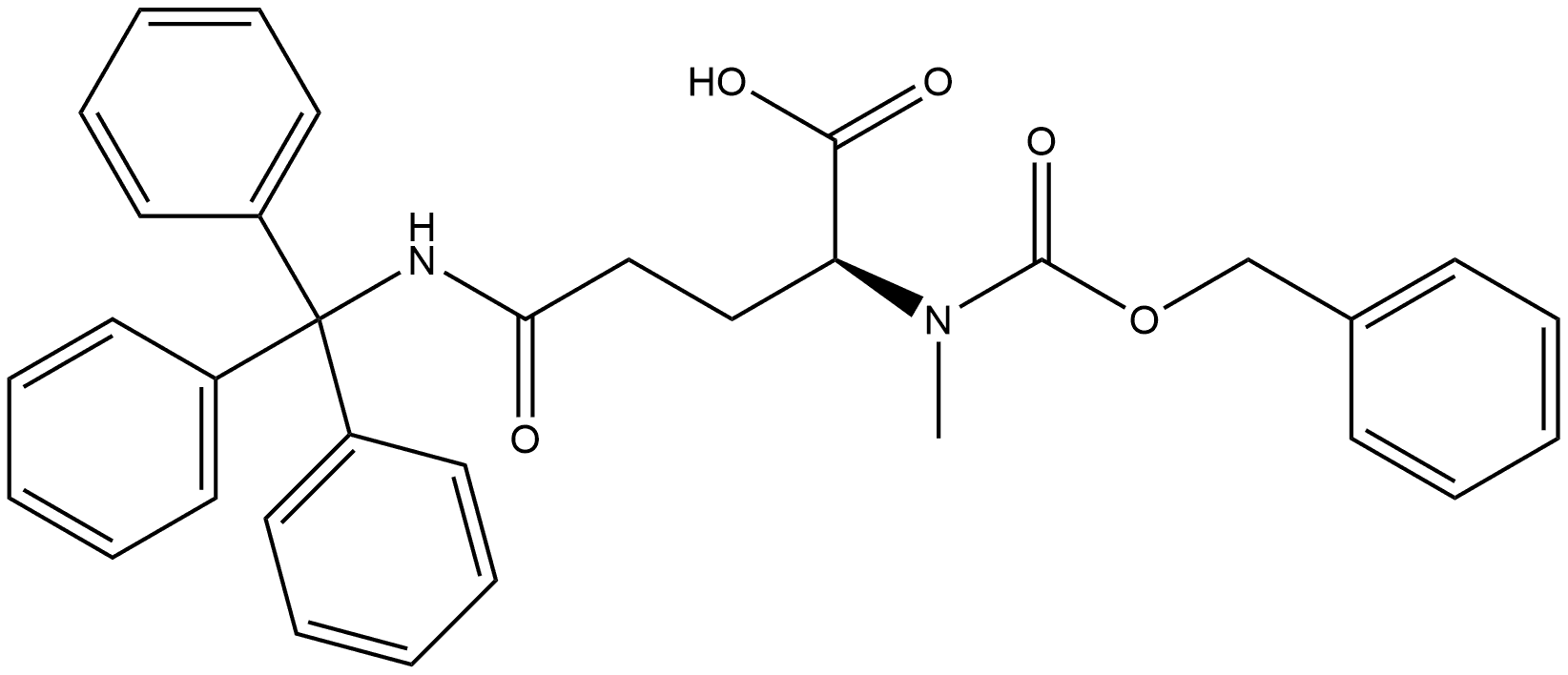 N-Alpha-Carbobenzoxy-N-Alpha-Methyl-N-Omega- Trityl-L-Glutamine 结构式