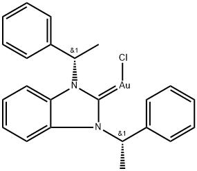 1,3-二氢-1,3-双[(1S)-1-苯乙基]-2H-苯并咪唑-2-亚乙基]氯化金 结构式