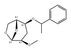 .beta.-D-ribo-Hexopyranose, 1,6-anhydro-3-deoxy-2-O-methyl-4-O-(1-phenylethyl)- 结构式