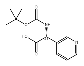 3-Pyridineacetic acid, α-[[(1,1-dimethylethoxy)carbonyl]amino]-, (αR)- 结构式