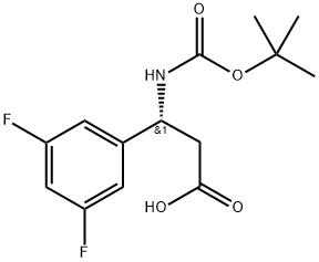 (R)-3-((叔丁氧羰基)氨基)-3-(3,5-二氟苯基)丙酸 结构式