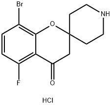 8-Bromo-5-fluorospiro[chroman-2,4'-piperidin]-4-one hydrochloride 结构式