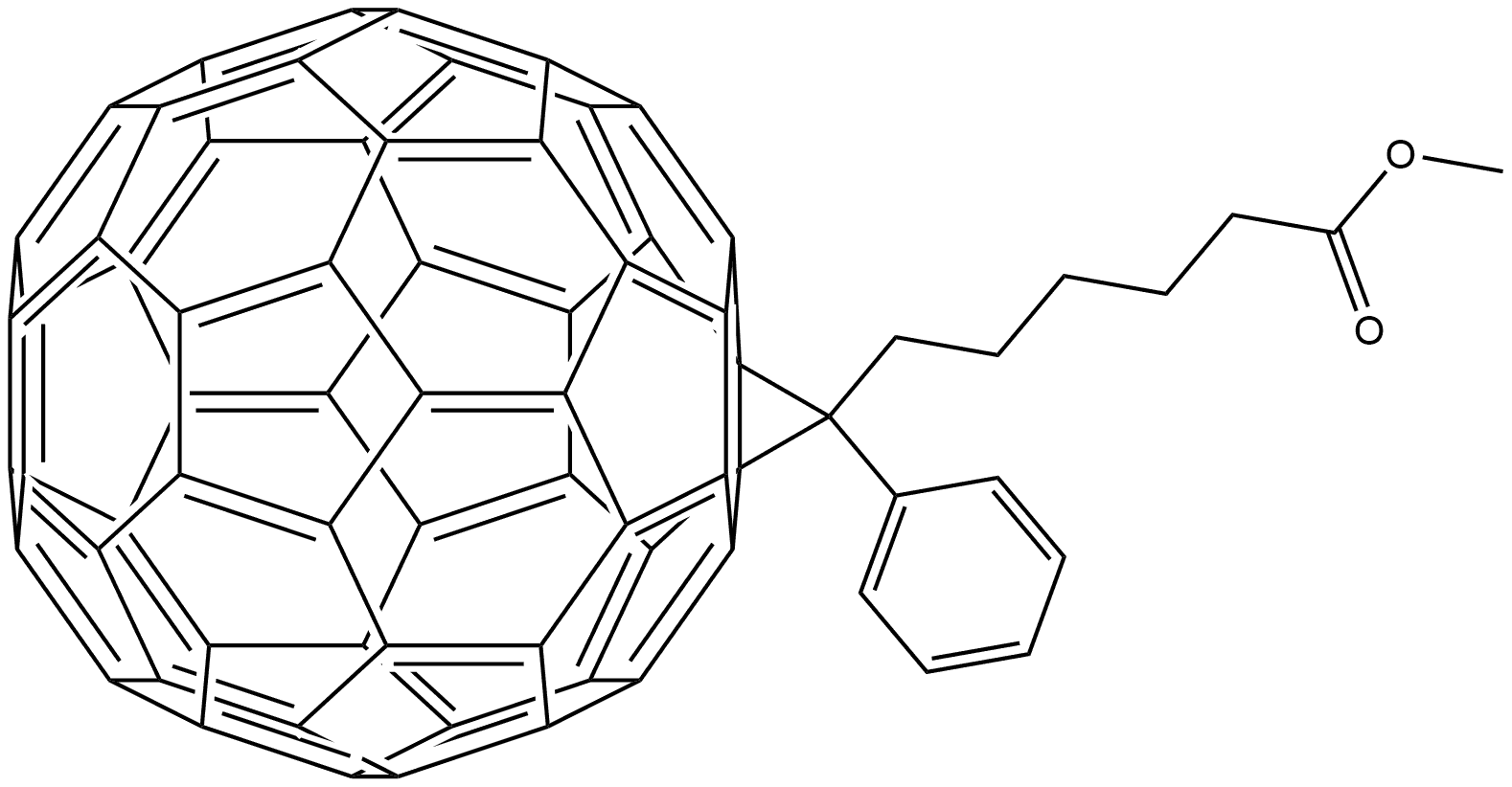 (6,6)-phenyl-C61 Methyl-hexanoate 结构式