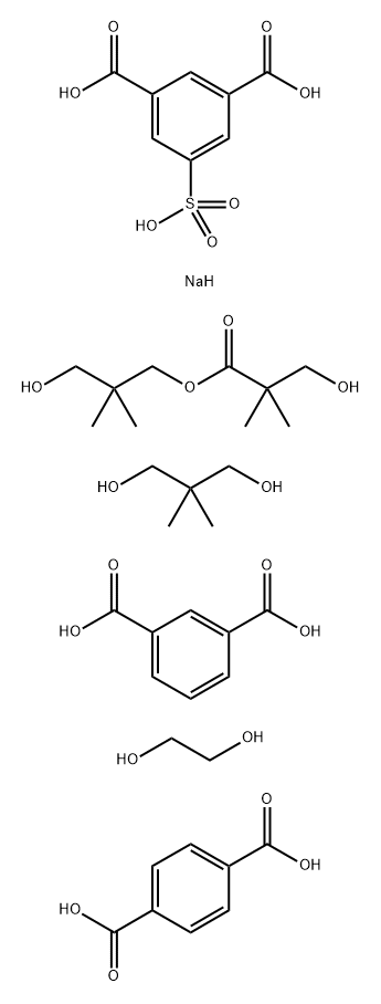 5-Sulfo-1,3-benzenedicarboxylic acid, monosodium salt polymer with 1,3-benzene dicarboxylic acid, 1,4-benzenedicarboxylic acid, 2,2-dimethyl-1,3-propanediol, 1,2-ethanediol and 3-hydroxy-2,2- dimethylpropyl 3-hydroxy-2,2-dimethylpropanoate 结构式