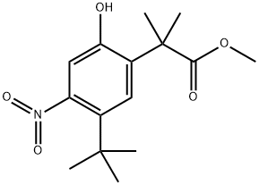 5-(1,1-Dimethylethyl)-2-hydroxy-α,α-dimethyl-4-nitro-benzeneacetic Acid Methyl Ester 结构式