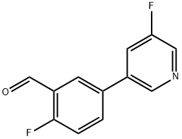 2-fluoro-5-(5-fluoropyridin-3-yl)benzaldehyde 结构式