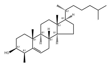 Cholest-5-en-3-ol, 4-methyl-, (3β,4β)- 结构式