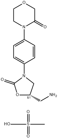 3-Morpholinone, 4-[4-[(5S)-5-(aminomethyl)-2-oxo-3-oxazolidinyl]phenyl]-, methanesulfonate (1:1) 结构式