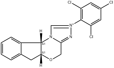 4H,6H-Indeno[2,1-b][1,2,4]triazolo[4,3-d][1,4]oxazinium, 5a,10b-dihydro-2-(2,4,6-trichlorophenyl)-, (5aR,10bS)- 结构式