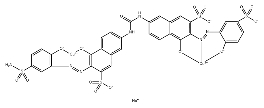 Cuprate(3-), [μ-[3-[[5-(aminosulfonyl) -2-hydroxyphenyl]azo]-4-hydroxy-7-[[[[5-hydroxy-6 -[(2-hydroxy-5-sulfophenyl)azo]-7-sulfo-2-naphthaleny l]amino]carbonyl]amino]-2-naphthalenesulfonato (7-)]]di-, trisodium 结构式