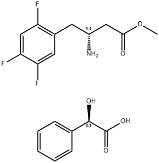 (R)-3-氨基-4-(2,4,5-三氟苯基) 丁酸甲酯.R-扁桃酸盐 结构式