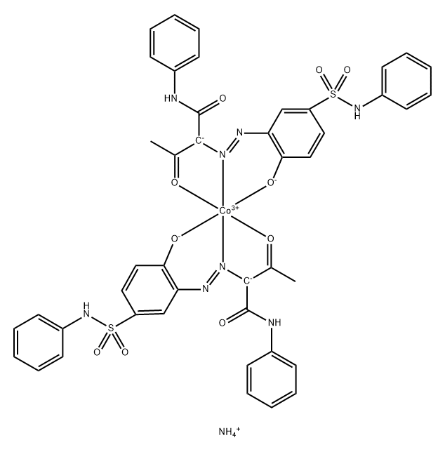 Cobaltate(1-), bis[2-[[2-hydroxy-5-[(phenylamino) sulfonyl]phenyl]azo]-3-oxo-N-phenylbutanamidato (2-)]-, ammonium 结构式