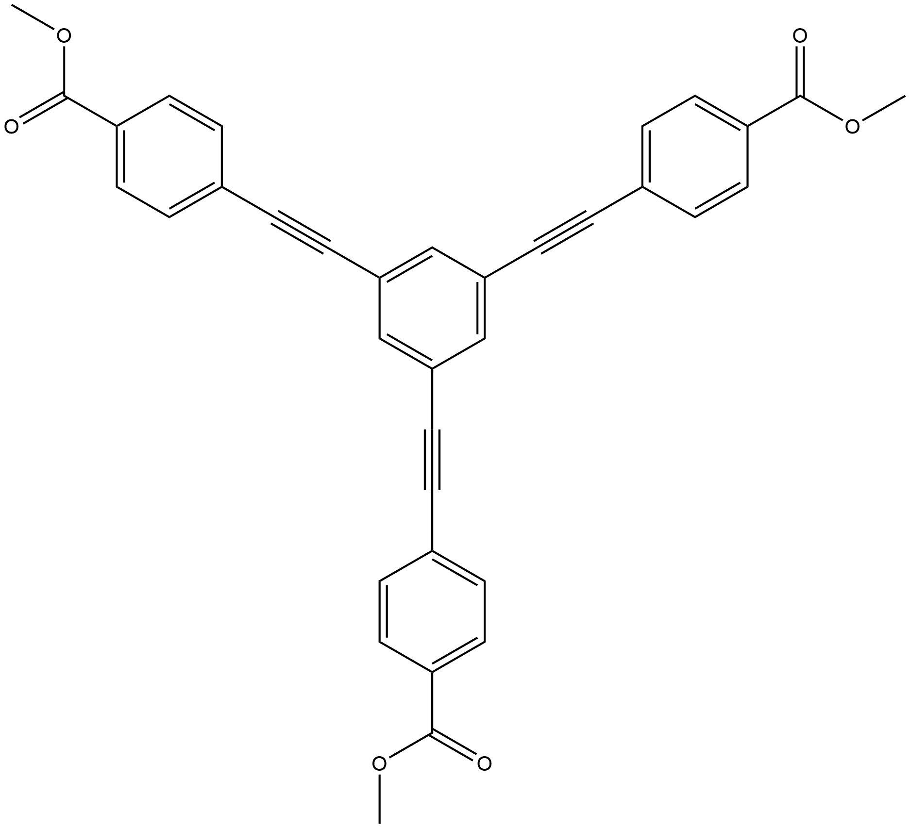 Benzoic acid, 4,4',4''-(1,3,5-benzenetriyltri-2,1-ethynediyl)tris-, 1,1',1''-trimethyl ester 结构式