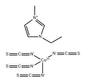 双(1-乙基-3-甲基咪唑鎓)四硫代氰基钴酸盐 结构式