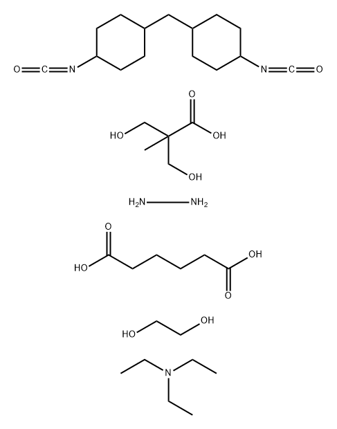 Hexanedioic acid, polymer with 1,2-ethanediol, hydrazine, 3-hydroxy-2-(hydroxymethyl)-2-methylpropanoic acid and 1,1'-methylenebis[4-isocyanatocyclohexane], compd. with N,N-diethylethanamine 结构式