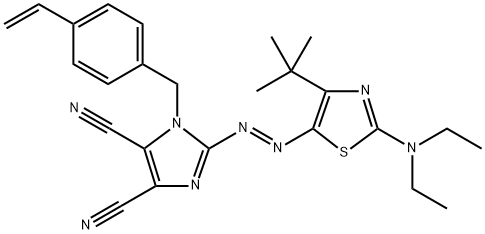 2-[2-[2-(二乙氨基)-4-(1,1-二甲基乙基)-5-噻唑基]偶氮基]-1-[(4-乙烯基苯基)甲基]- 1H-咪唑-4,5-二甲腈 结构式