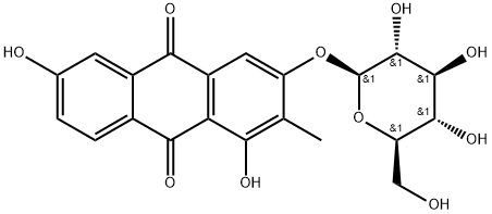 3-(β-D-Glucopyranosyloxy)-1,6-dihydroxy-2-methyl-9,10-anthracenedione 结构式