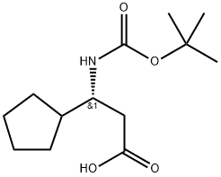 Cyclopentanepropanoic acid, β-[[(1,1-dimethylethoxy)carbonyl]amino]-, (βR)- 结构式