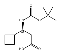 (S)-3-((叔丁氧羰基)氨基)-3-环丁基丙酸 结构式