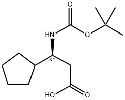 Cyclopentanepropanoic acid, β-[[(1,1-dimethylethoxy)carbonyl]amino]-, (βS)- 结构式