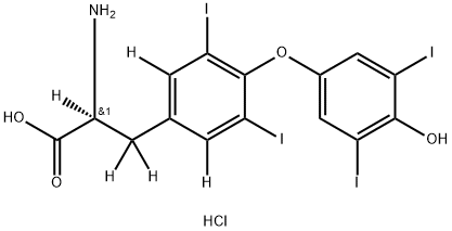 L-Tyrosine-α,β,β,2,6-d5, O-(4-hydroxy-3,5-diiodophenyl)-3,5-diiodo-, hydrochloride (1:1) 结构式