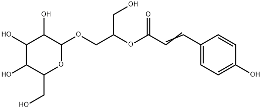 3-(4-Hydroxyphenyl)propenoic acid (2R)-1-(β-D-glucopyranosyloxy)-3-hydroxypropan-2-yl ester 结构式