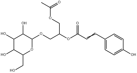 3-(4-Hydroxyphenyl)propenoic acid (2S)-3-acetoxy-1-(β-D-glucopyranosyloxy)propan-2-yl ester 结构式