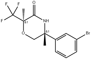 REL-(2R,5R)-5-(3-溴苯基)-2,5-二甲基-2-(三氟甲基)吗啉-3-酮 结构式
