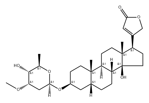 3β,14-Dihydroxy-5β-card-20(22)-enolide mono(2,6-dideoxy-3-O-methyl-D-ribo-hexosyl) ether 结构式