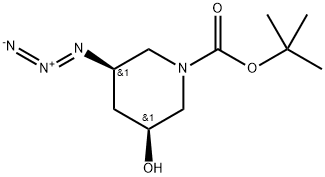 1-Piperidinecarboxylic acid, 3-azido-5-hydroxy-, 1,1-dimethylethyl ester, (3R,5S)- 结构式