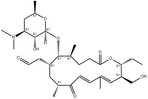 2-[(2R,3R,4E,6E,9R,11R,12R,13S)-12-[(2S,3R,4S,6R)-4-dimethylamino-3-hy droxy-6-methyl-oxan-2-yl]oxy-2-ethyl-3-(hydroxymethyl)-5,9,13-trimethy l-8,16-dioxo-1-oxacyclohexadeca-4,6-dien-11-yl]acetaldehyde 结构式