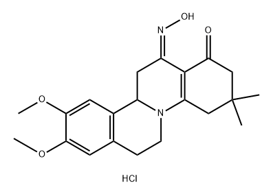 (13E)-13-hydroxyimino-9,10-dimethoxy-3,3-dimethyl-2,4,6,7,11b,12-hexahydroisoquinolino[2,1-a]quinolin-1-one hydrochloride 结构式