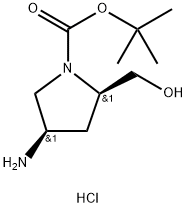 (2R,4R)-4-氨基-2-(羟甲基)吡咯烷-1-羧酸叔丁酯盐酸盐 结构式