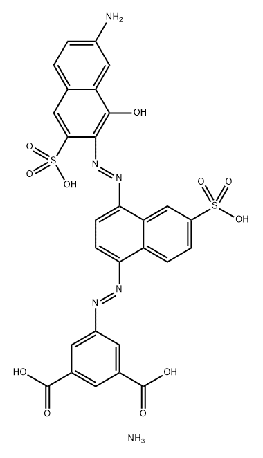 1,3-Benzenedicarboxylic acid, 5-4-(7-amino-1-hydroxy-3-sulfo-2-naphthalenyl)azo-6-sulfo-1-naphthalenylazo-, tetraammonium salt 结构式