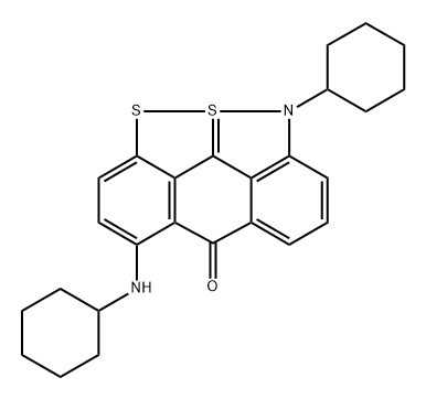 9-cyclohexyl-4-(cyclohexylamino)-10lambda~4~-benzo[cd][1,2]benzodithiolo[4,3,2-ghi][1,2]benzisothiazol-5(9H)-one 结构式